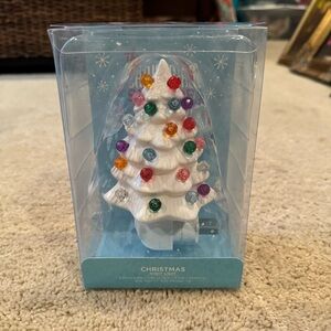 Ceramic Christmas Tree Night Light with Multicolor Bulbs